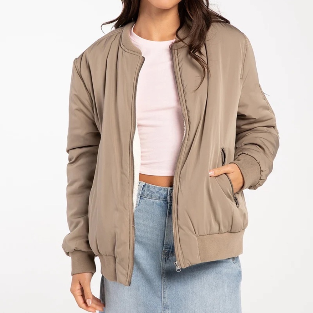 Taupe RSQ Tilly’s Bomber Sherpa Fleece lined Jacket